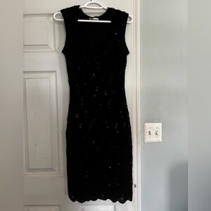 Neiman Marcus Black sequined Sleeveless Midi Dress
